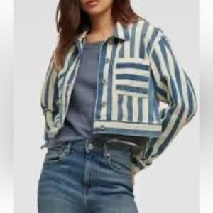 DKNY JEANS Striped Blue and White Women's Jacket. XS